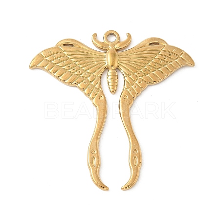 304 Stainless Steel Moth Pendants STAS-S186-08B-G-1
