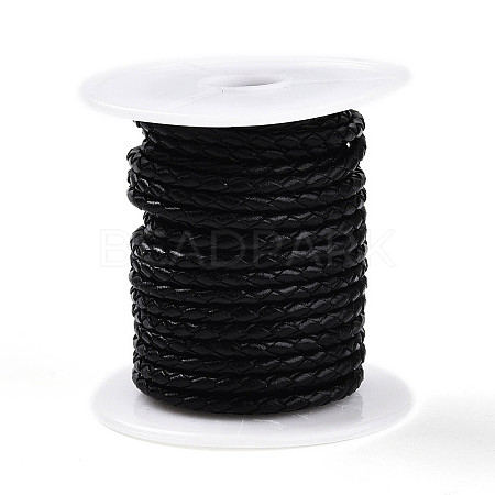 Braided Cowhide Leather Cord NWIR-N005-01C-6mm-1