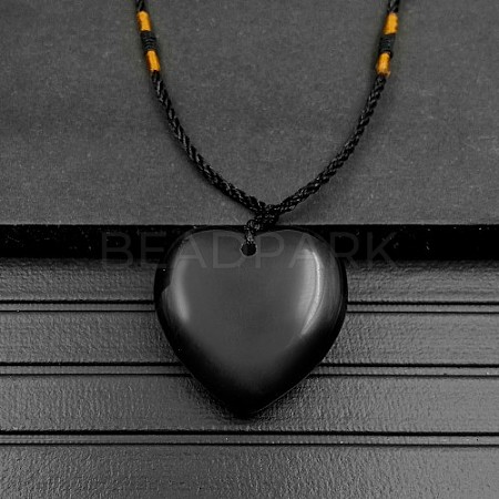 Natural Black Agate Pendant Necklaces XA8803-05-1