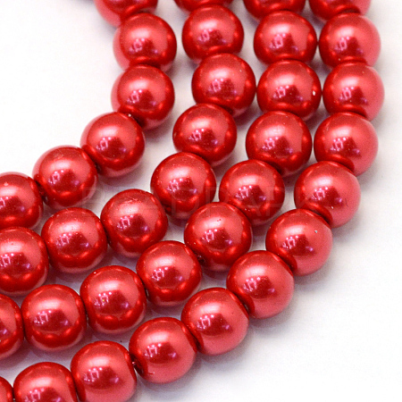 Baking Paint Pearlized Glass Pearl Round Bead Strands HY-Q330-8mm-74-1