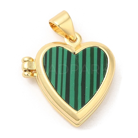 Natural Malachite Locket Pendants KK-K332-15G-02-1