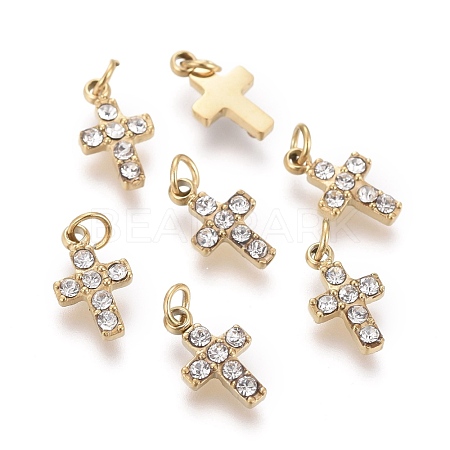 316 Surgical Stainless Steel Tiny Cross Charms STAS-F256-023D-G-1