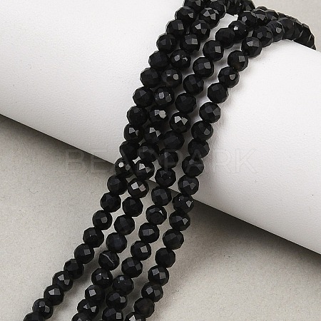 Natural Dyed & Heated Black Onyx Beads Strands G-A129-3mm-25-1