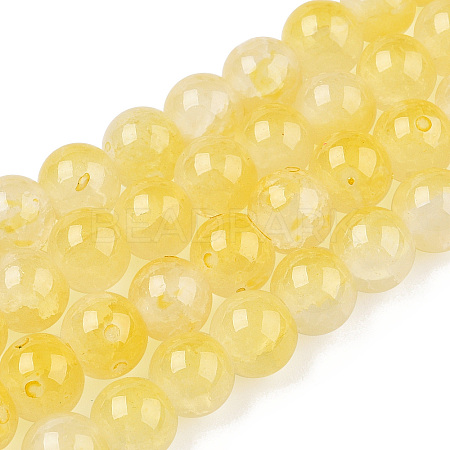 Crackle Baking Paint Imitation Jade Glass Beads Strands LS-DGLA-T003-8mm-03-1