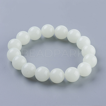 Synthetic Luminous Stone Beaded Stretch Bracelet BJEW-P203-8mm-01B-1