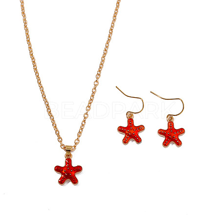 Alloy Enamel Pendant Necklaces & Dangle Earrings Sets for Women PW-WGBD6F2-02-1