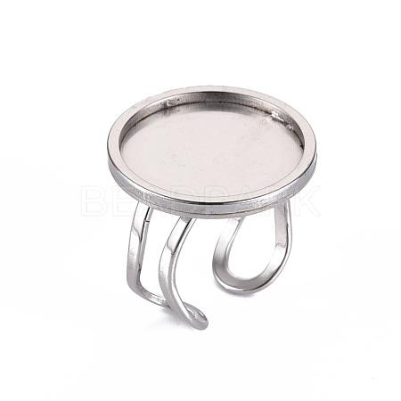 201 Stainless Steel Cuff Pad Ring Settings X-STAS-S080-040F-P-1