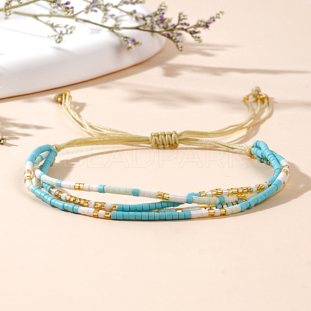 Glass Seed Beaded Braided Bead Bracelets QH7231-1
