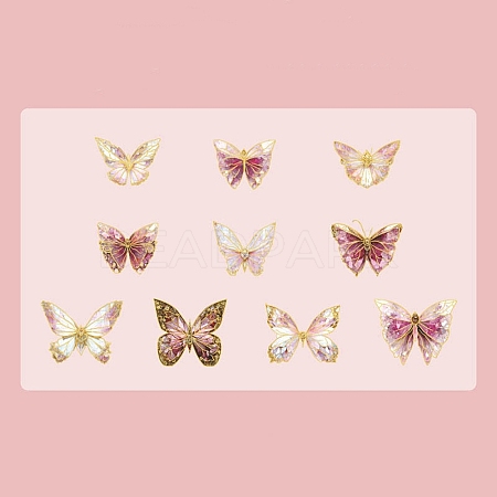 20Pcs 10 Styles Hot Stamping PVC Waterproof Butterfly Decorative Stickers PW-WG14945-02-1