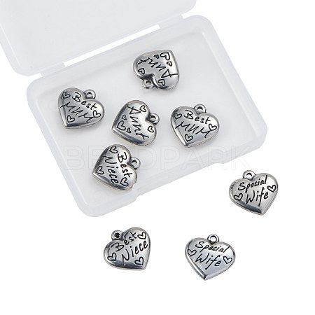Heart with Word 316 Stainless Steel Pendants STAS-CJ0001-68-1