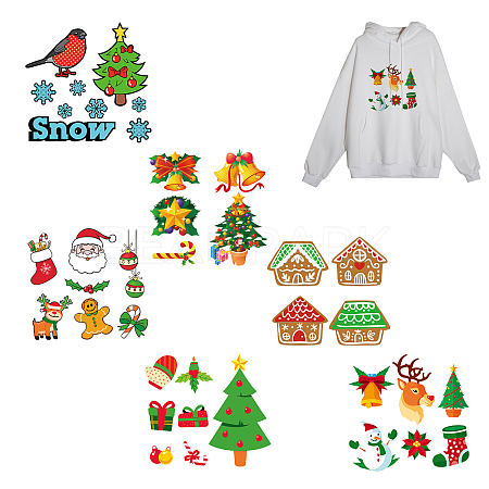 Christmas Theme PET Heat Transfer Film Logo Stickers Set DIY-WH0230-059-1