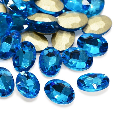 Faceted Oval Glass Pointed Back Rhinestone Cabochons RGLA-A010-10x14mm-S07-1