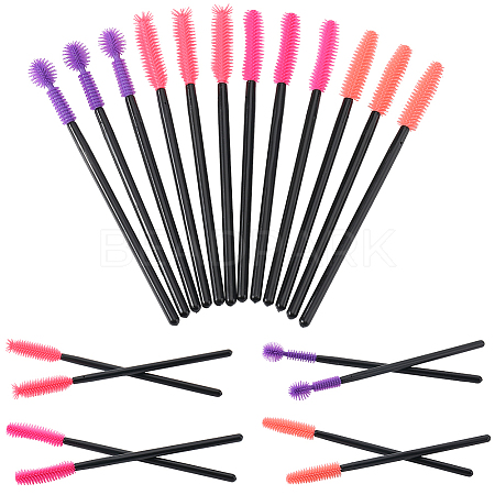 32Pcs 4 Styles Plastic &  Silicone Eye Lashes Cosmetic Brushes AJEW-GF0010-51-1
