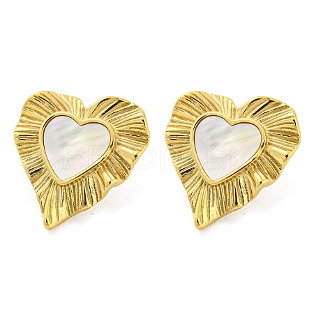 304 Stainless Steel Heart Stud Earrings EJEW-M233-20G-1