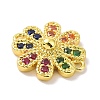 Real 18K Gold Plated Brass Micro Pave Cubic Zirconia Connector Charms KK-L209-050G-01-2