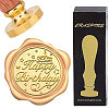 Brass Wax Seal Stamp with Wood Handle AJEW-WH0412-0262-1