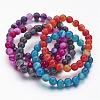 Natural Striped Agate/Banded Agate Beaded Stretch Bracelets BJEW-JB02564-1
