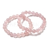 Grade A Natural Rose Quartz Round Beads Stretch Bracelets for Women BJEW-L712-B02-8mm-4