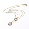 Natural Baroque Pearl Keshi Pearl 2 Layered Necklace & Dangle Earring Jewelry Sets SJEW-JS01073-3