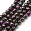 Dyed Natural Pyrite Beads Strands G-F582-C01-1