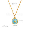 304 Stainless Steel Enamel Flat Round Pendant Necklaces for Women FS-WGF87E1-04-1