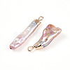 Electroplated Natural Keshi Pearl Pendants PEAR-S012-83-2