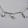 Brass Textured Star Charm Anklets AJEW-B005-04P-2