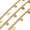 304 Stainless Steel Curb Chains with Flat Round Charm CHS-F020-03G-01-1
