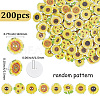 200Pcs 2-Hole Printed Wooden Buttons BUTT-SP0001-22-2