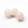 Round Natural Rose Quartz Pendants G-Q434-02-2