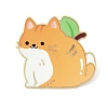 Cat Shape with Orange Enamel Pins JEWB-I052-02G-03-1