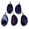 Edge Platinum Plated Natural Agate Slices Big Pendants G-S359-189A-1
