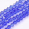 Faceted Bicone Blue Glass Beads Strands X-GLAA-S026-02-1
