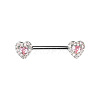 Brass Rose Rhinestone Heart Barbell Nipple Rings FS-WGE2017-01-1