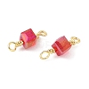 Glass Faceted Cube Connector Charms KK-C097-10G-03-2