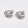 Tibetan Style Alloy Flat Round with Flower Scotland Thistle Pendants X-TIBEP-24054-AS-FF-2