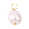 Electroplated Glass Imitation Pearl Pendants PALLOY-JF04579-03-3