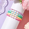 Heart Polymer Clay & Acrylic Beaded Stretch Bracelets BJEW-JB10683-2