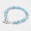 Natural Larimar Beaded Bracelets X-BJEW-JB02681-01-5