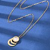 304 Stainless Steel Roman Numeral 3 Ring Pendant Necklaces NJEW-V001-06G-02-1