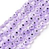 Handmade Evil Eye Lampwork Flat Round Bead Strands LAMP-L058-8mm-25-1
