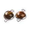 Natural Tiger Eye Connector Charms G-D059-01C-15-3