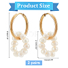  2 Pairs Natural Pearl Beaded Ring Dangle Hoop Earrings for Girl Women EJEW-NB0001-06-2