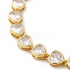 Clear Cubic Zirconia Heart Link Chain Necklace NJEW-E074-06G-3
