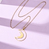 304 Stainless Steel Double Hollow Moon Pendant Cable Chain Necklaces for Men Women NJEW-K308-01E-G-2