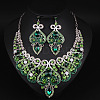 Alloy Rhinestone Bib Necklaces & Dangle Earrrings Sets for Women WG32480-06-1