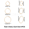 Unicraftale 12 Pairs 3 Styles 304 Stainless Steel Hoop Earrings STAS-UN0022-44-5