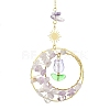 Natural Amethyst Chip & Alloy Ring Pendant Decorations HJEW-TA00119-02-3