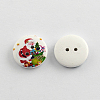 2-Hole Christmas Santa Claus Printed Wooden Buttons BUTT-R032-059-2