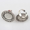 Vintage Adjustable Iron Flower Finger Ring Components Alloy Cabochon Bezel Settings X-PALLOY-O036-21AS-1